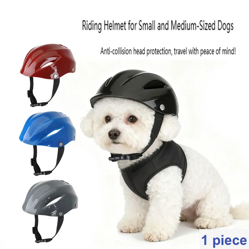 Pet Helmet for Border Collie and Corgi, Adjustable Safety Hat for Outdoor Riding, Motorcycle Cap with Ears Visible, Cat Headwear