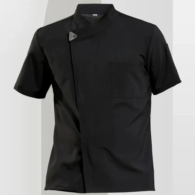 Women's Collared Neck Short Sleeve Plain Workwear Shirt - Button Closure, All Seasons Kitchen Cook Uniform for Restaurant Waitstaff