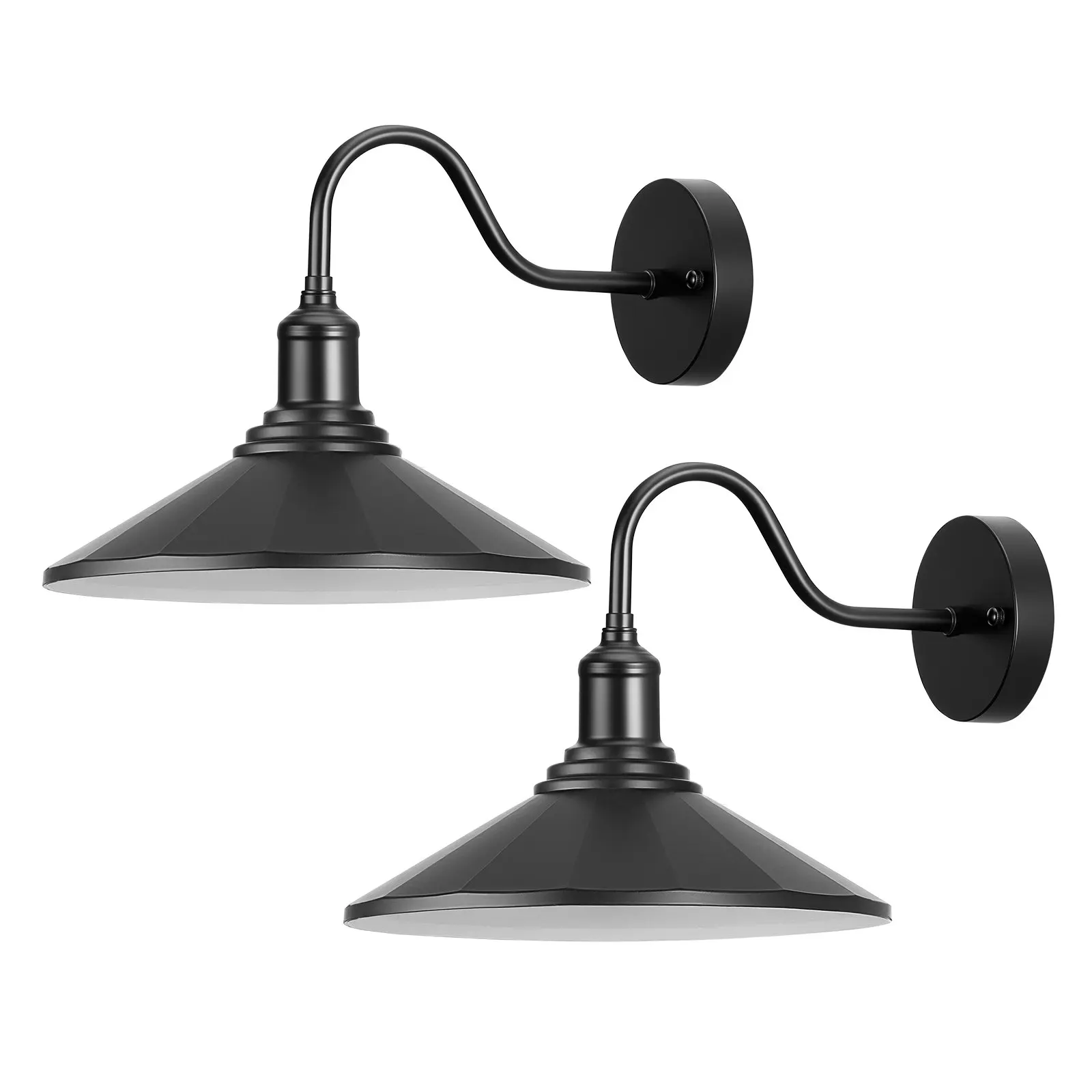 【toolupgrade】VEVOR 2-Pack Vintage Cast Iron Gooseneck Barn Lights, 11.5 in Diameter Exterior Wall Sconces, IP54 Rated Anti-Rust E26 Bulb Compatible Wide Spread Fixtures for Porch, Garage, Entryway (Black)