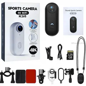 128GB 4K Thumb Action Camera, Thumb POV Portable Body Cam, Tiny Size, Hands Free, Mount Anywhere Magnetic Sport DV, Bike Cycling, Pet, Vlogging Card Water ProofH2PeakSportPro