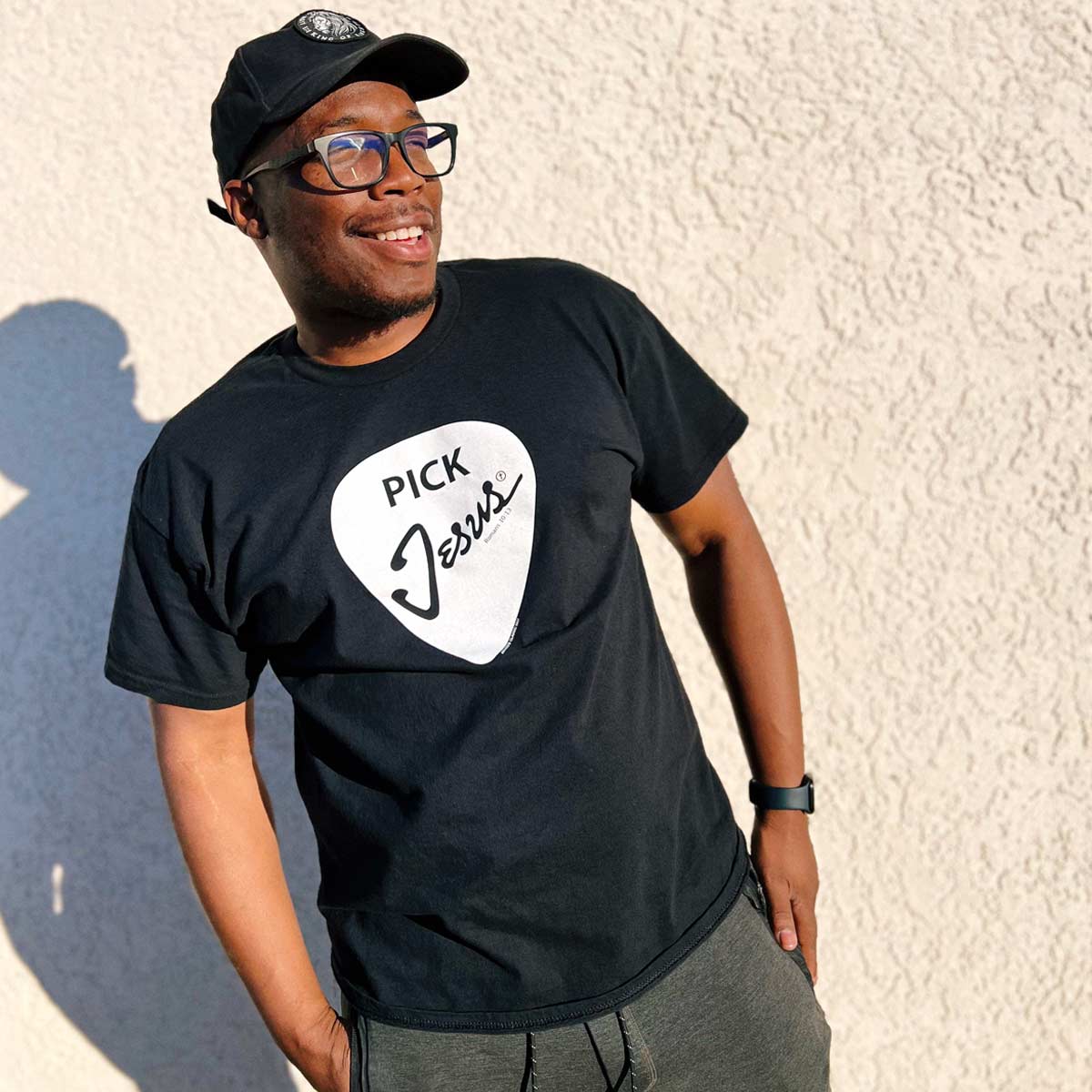 Kerusso Christian T-Shirt Pick Jesus Black Fitted Short Sleeve Crew Neck Casual Tee for Menswear Classic Fit 100% Preshrunk Cotton