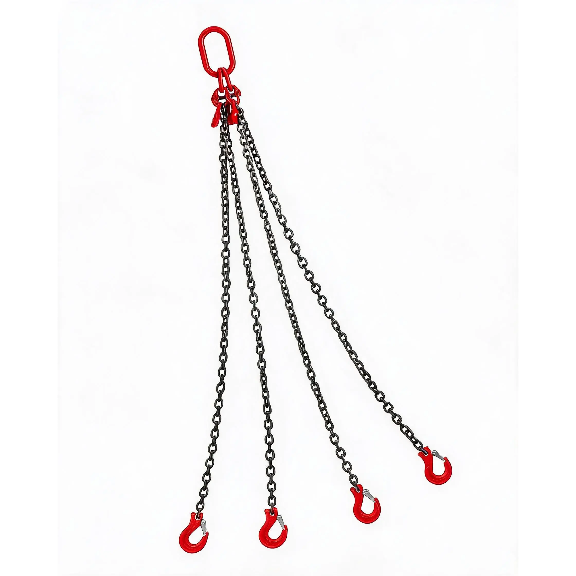 Heavy Duty 4-Leg Chain Sling for Material Handling - Adjustable Grab Hooks - Engine Hoist Lifting Chain - 5/16" or 1/4" x 5-10 Ft, 3-5 Ton Capacity