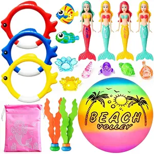 18 Pcs Diving Pool Toys for Kids Ages 3-12 Set with Storage Bag,Pool Games Summer Swim Water Sinking Mermaid Toys
