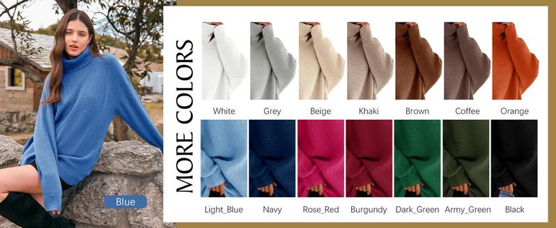 PiePieBuy Womens Turtleneck Oversized Sweater Batwing Chunky Pullover Sweater Casual Fall Loose Knit Jumper Top