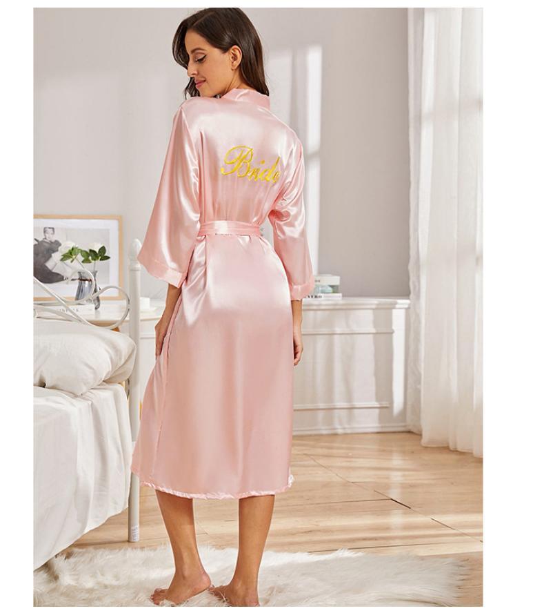 Women Kimono Bathrobe Gown Sexy Sleepwear Satin Home Clothing Intimate Lingerie Casual Bride Bridesmaid Wedding Gift Nightgown
