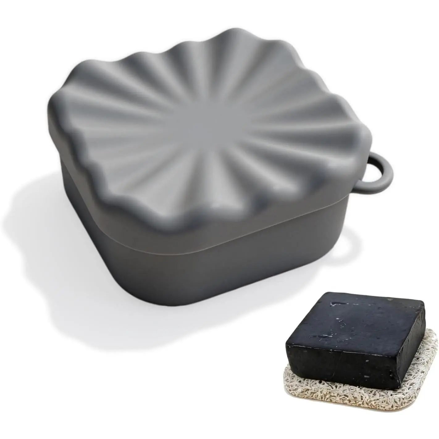 Leakproof Travel Soap Case,  Square  Soap Container with Lid Shatterproof Shower Holder Bar for Bathroom Camping Outdoor (Gray)