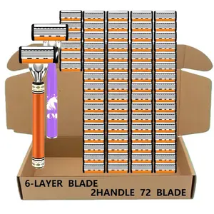 This classic men's razor comes with 72 ultra-sharpand durable blades, and its progressive designensures a safe,smooth and painless shavingexperience.Comes with 2 non-slip handles, perfectfor holiday gifts