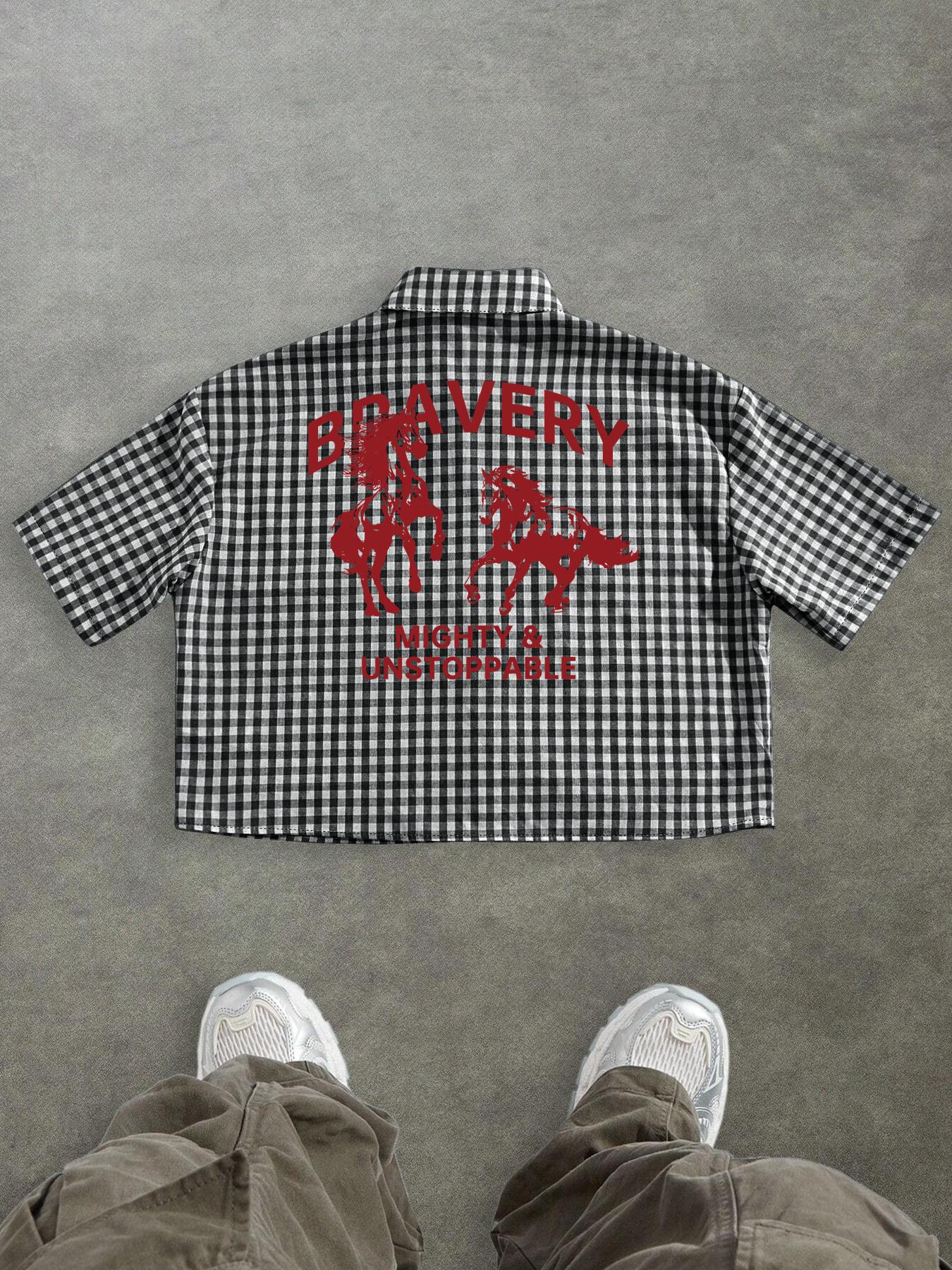 Men's Regular Fit Plaid Checkered Print Short Sleeve Shirt, Casual Street Comfy Top for Summer, Fashion Men's Clothes for Daily Wear