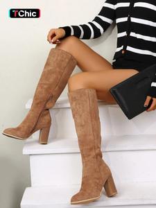 women's fashionable solid color boots, women shoes, boots for women, elegant pointed toe high heel boots for party, daily clothing decor for women & girls, footwear