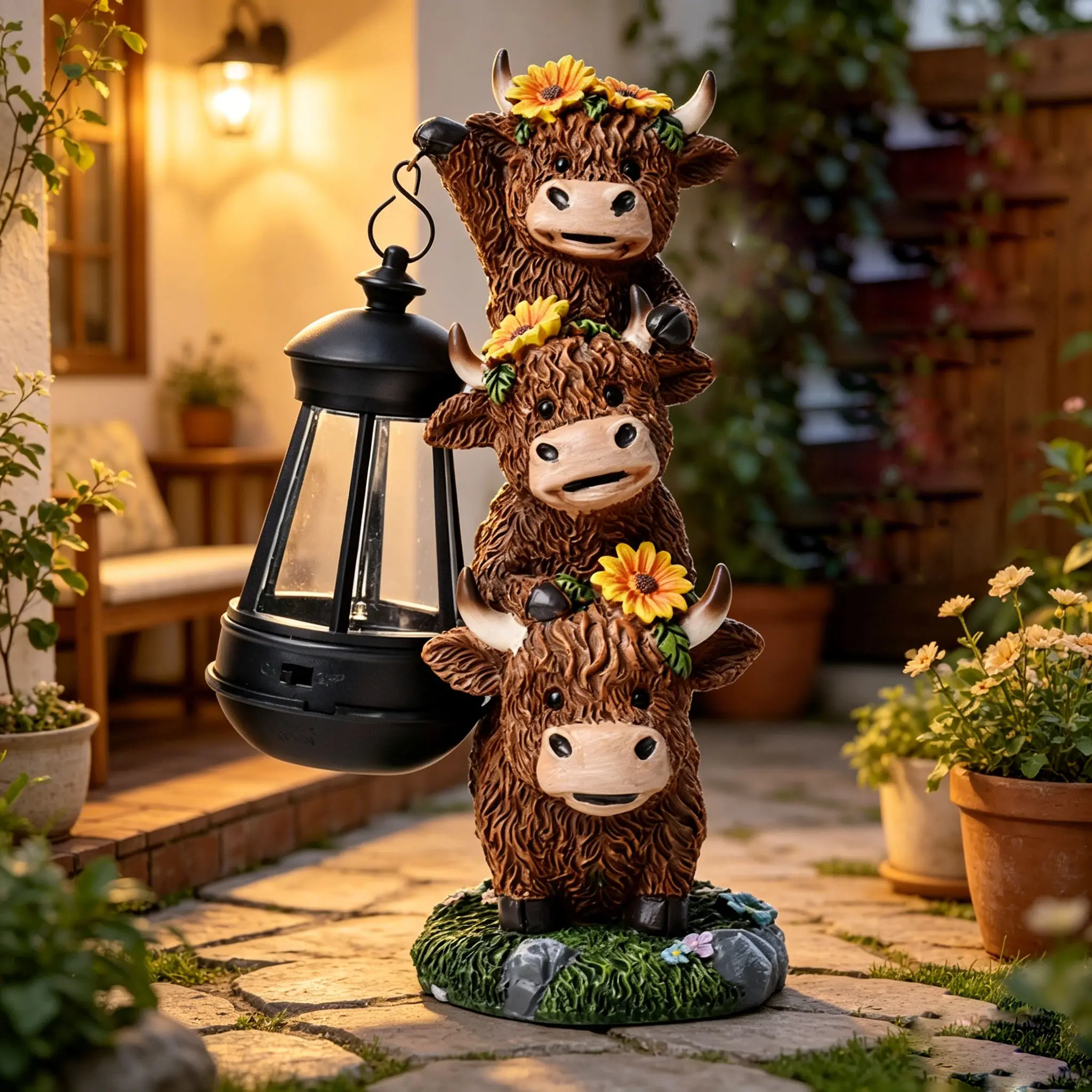 Cute Cow Pendant Resin Solar Outdoor Light Home Animal Outdoor Statue Courtyard Path Decoration office garden
