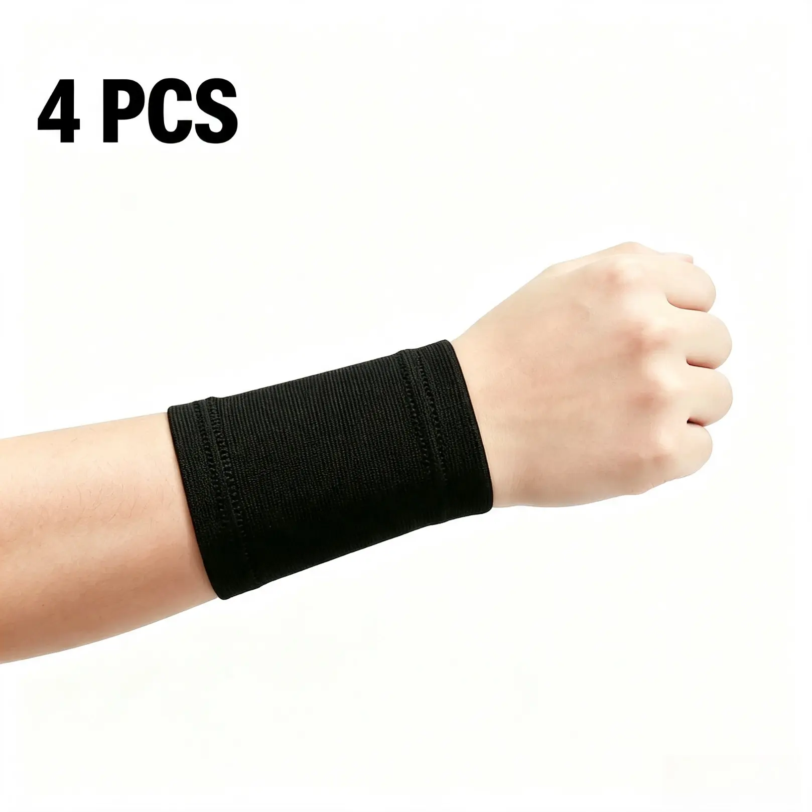 4 PCS Elastic Wrist Compression Sleeves, Breathable Sweat Wicking Wrist Support Bands, Flexible Non Slip Wrist Guards for Workout Cycling Running Gym Daily Use