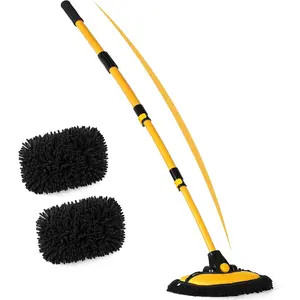 56.7"  Wash Brush Mop Kit Mitt Sponge with Long Handle  Cleaning Supplies Kit Tools  Washing Duster Exterior Scratch Free, Chenille   Extension Pole