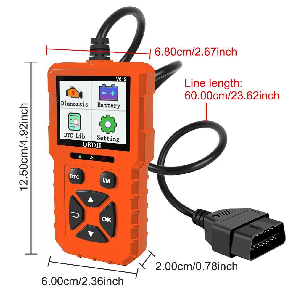 V619 Car Engine Diagnostic Tool, Multifunctional Car Engine Code Reader, OBD Scanner, Automotive Scan Tool, Universal Car Battery Tester Tool with Multi-language to Use