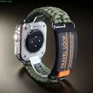 2026Adjustable Nylon Travel Loop Strap for Apple Watch Series 3-11 Se, Durable Outdoor Sports Band Compatible iWatch with 49mm 46mm 45mm 44mm 42mm 41mm 40mm Models Smartwatch Accessories
