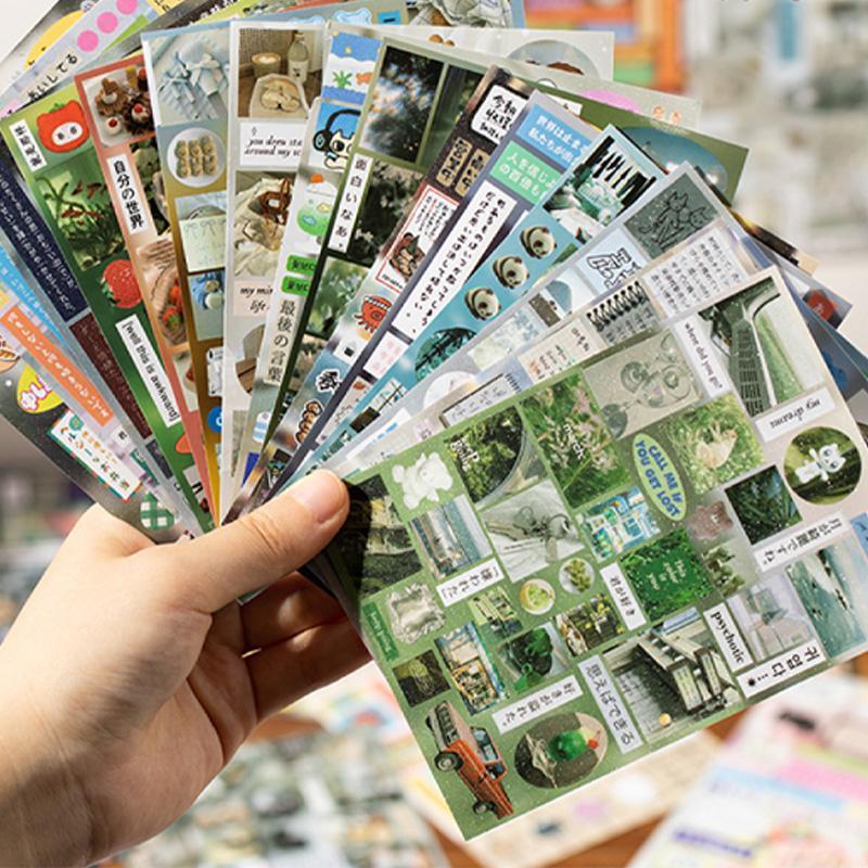 Vintage Scrapbook Page Sticker Book, 30 Sheets/book, Scrapbooking & Journal Making Material Paper, DIY Decorative Sticker Book for Stationery & Water Bottle & Laptop