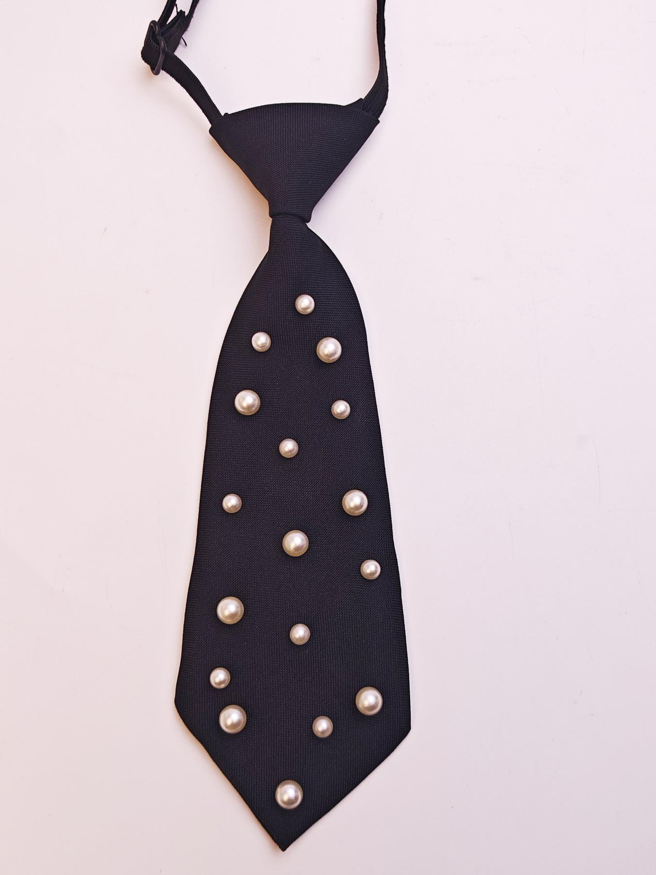 Faux Pearl Decor Tie, Casual Elegant Tie, Fashionable Necktie for Men & Women, Elegant All-match Fashion Accessories for Business, Daily Clothing Decor, Solid Textured Tie