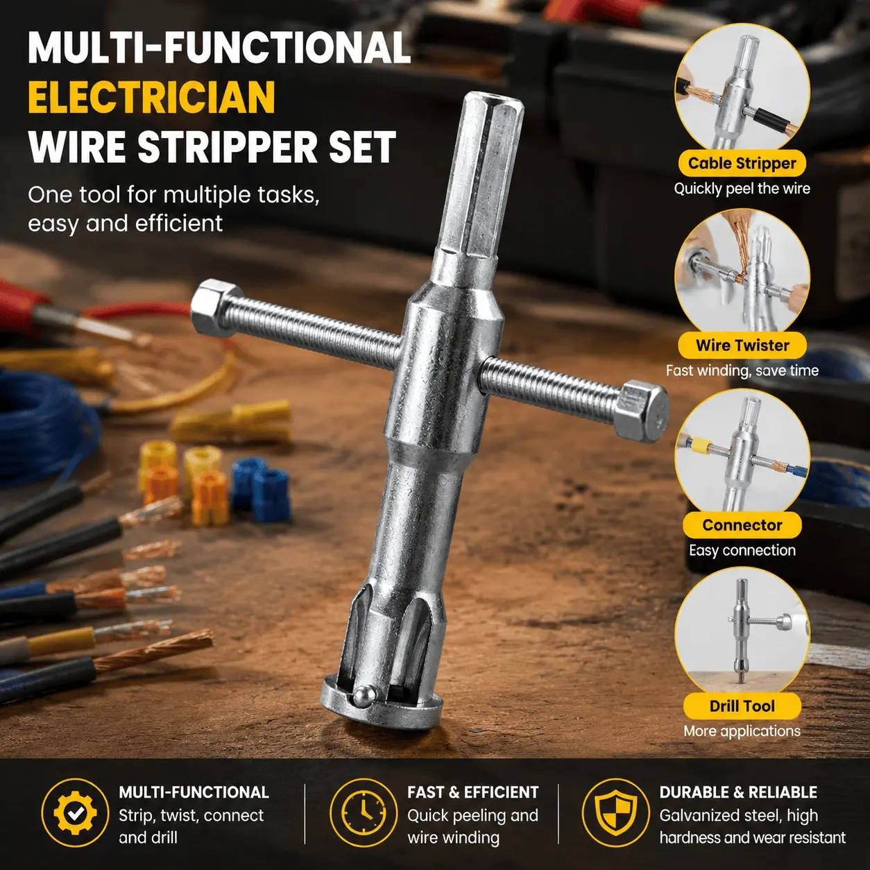 Professional Multifunction Electrician Pliers Kit: Efficient Wire Stripper, Crimper, and Cable Skin Remover with Corrosion-Resistant Alloy Hand Tools. Portable Stranded Wire Tool for Precise Wiring and Home Repair Essentials Wire Stripping Tool.