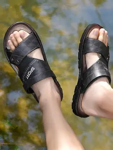 Men's 2-Way Sandals PVC Non-Slip Wear-Resistant Outsole Breathable Upper Home Outdoor Dual Use Casual Slippers