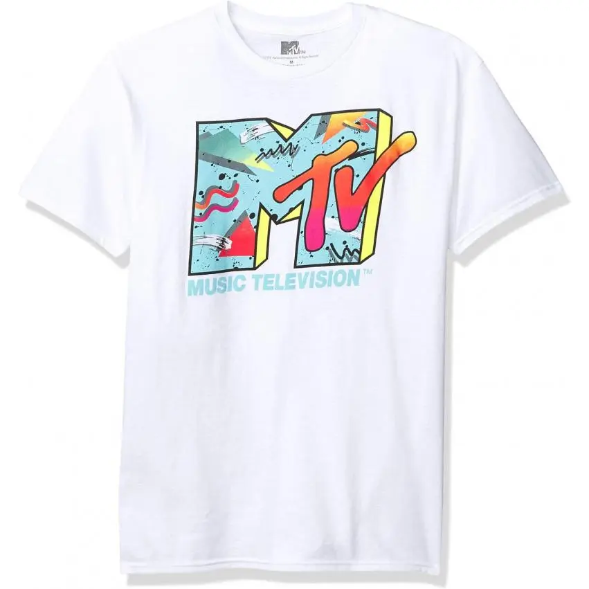 MTV Men’s Retro Logo T-Shirt - Officially Licensed Short Sleeve Graphic Tee, Adult Unisex Fit,casual