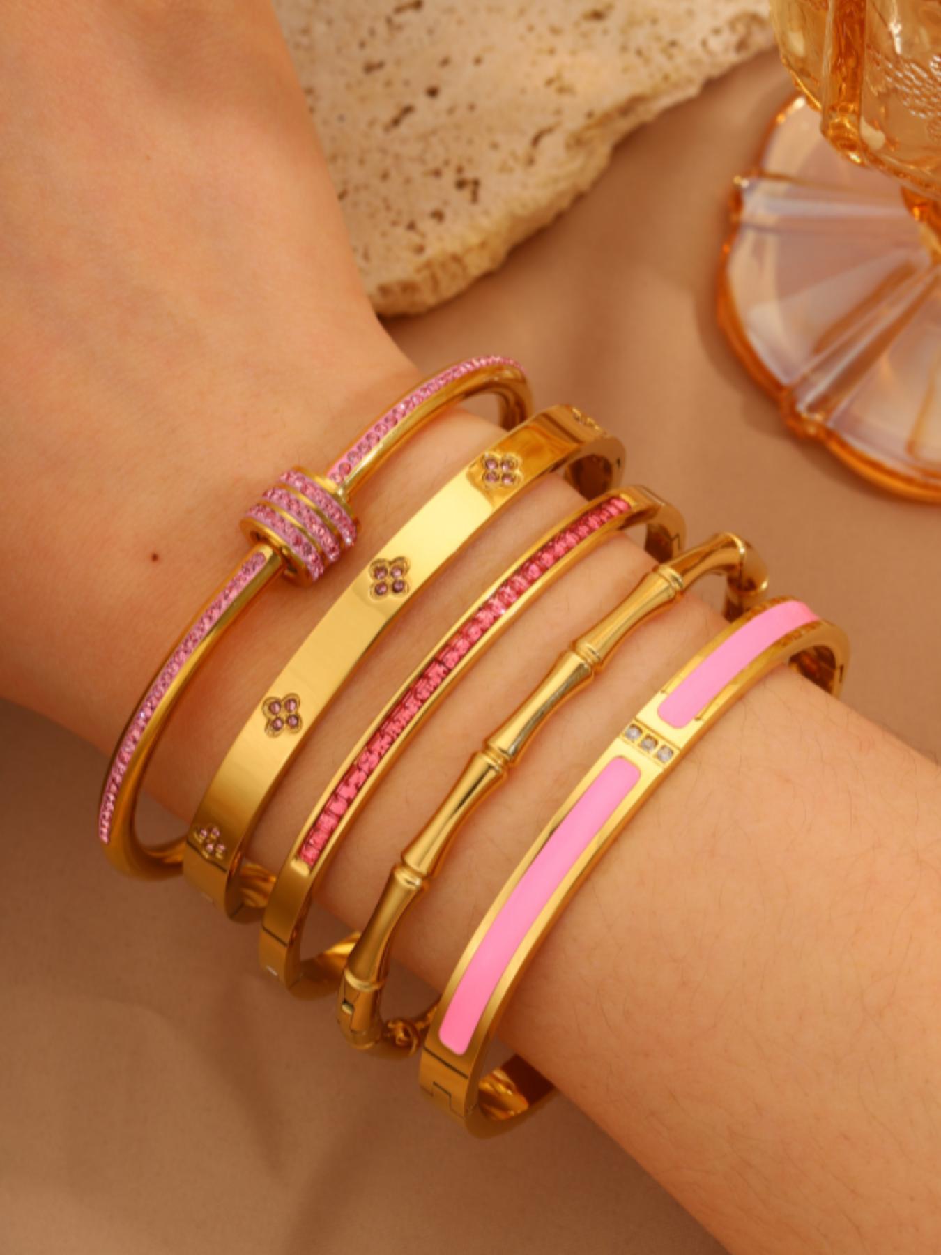 Elegant Fashion Bangle Bracelet Set, Stainless Steel Jewelry for Party, Daily Clothing Decor, Trendy All-match & Exquisite Jewelry for Birthday Gift, Bangles Bracelets Set