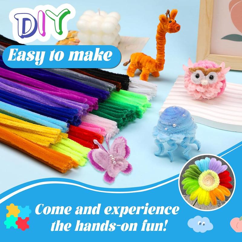 200 Pcs Pipe Cleaners, Creative Chenille Stems Pipe Cleaners Craft, Fuzzy Pipe Cleaners Bulk  Crafts, DIY Pipe Cleaner  Home Arts and Crafts Decorations Supplies for