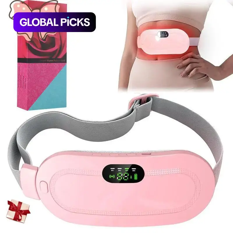 Menstrual Heating Pad Smart Uterus Warmer Belt, Vibrating Abdominal Massage Waist Massager for Relief of Waist Pain and Cramps, Halloween Gift and Fall Essential, Adjustable Heating Temperature, Cordless, Rechargeable Heating Pad