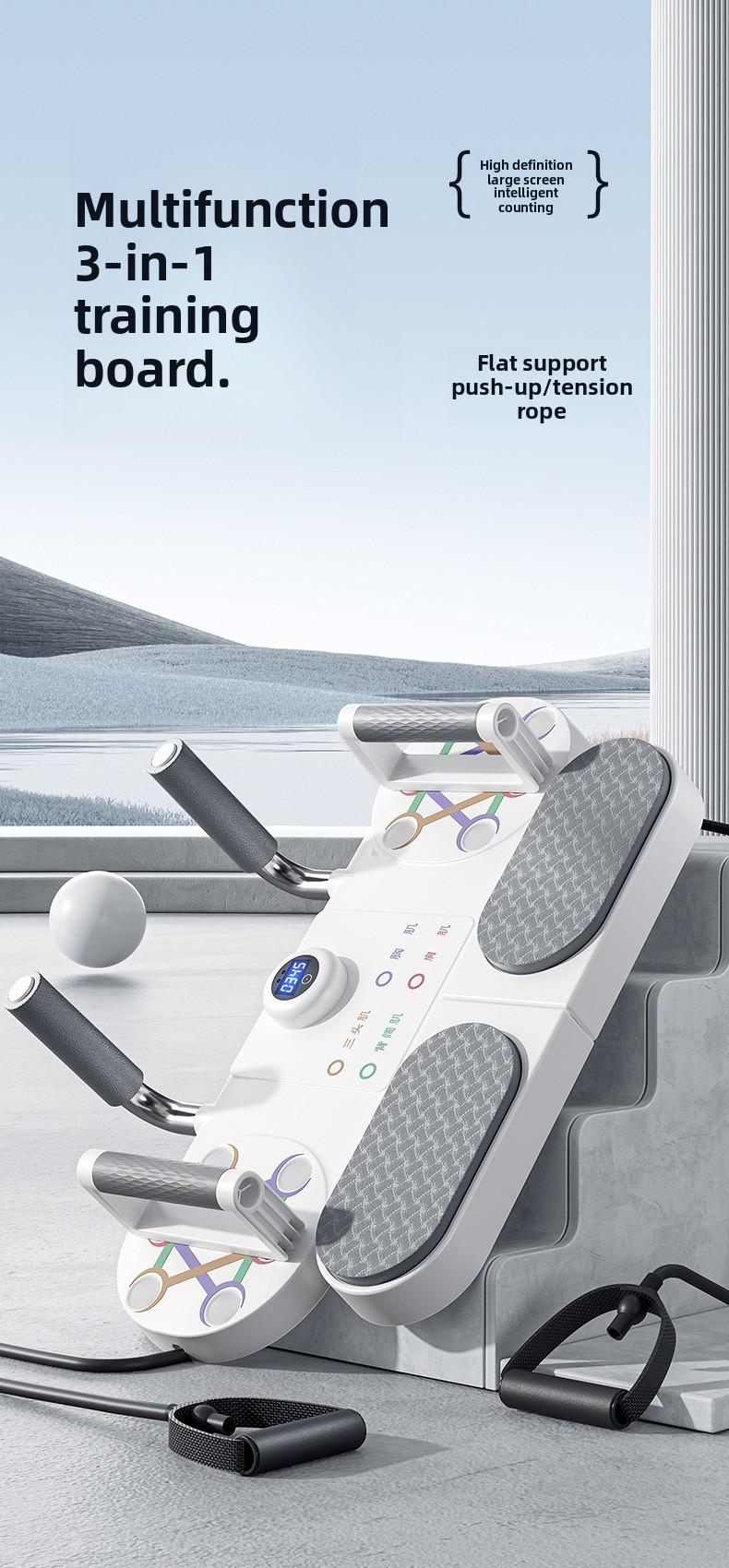 Advanced 3-in-1 Full-Body Training Platform — Improve Form, Next-Level Total Body Strength Board — Designed for Cleaner Push-Ups, Stronger Planks, and Versatile Resistance Band Training in One Compact System!