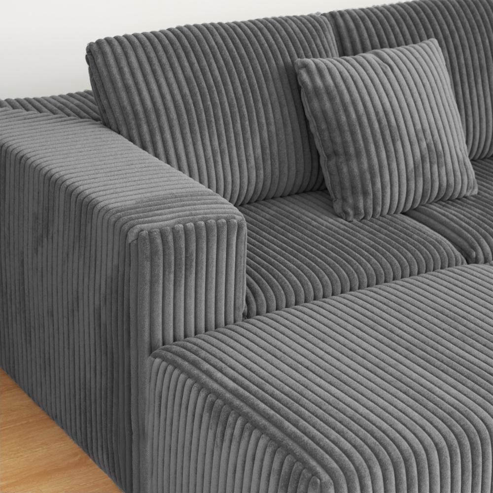 132-inch Modular U-Shaped Sectional Sofa, Comfy 4-Seater Cloud Couches with Chaise Lounge, Boneless Couch Sofa Seat with Striped Corduroy Fabric for Living Room or Bedroom Couch Set, No Assembly Required Sectionals