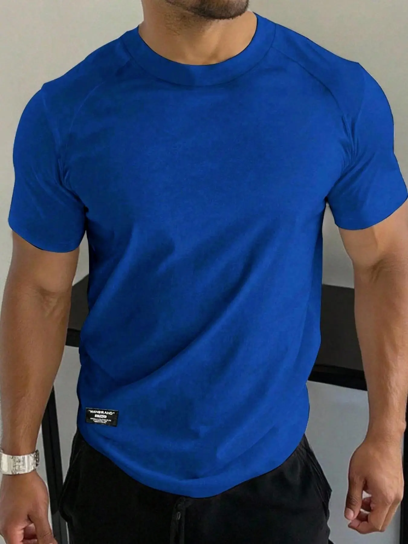 Men's Fitness Style Short Sleeve T-Shirt, Shoulder Puff Design, Breathable Lightweight, Ideal for Gym, Daily Commute, Home Wear