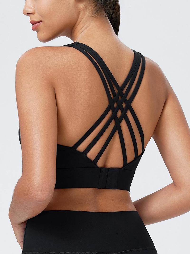 Women's High Impact Sports Bra with Sewn-In Pads, 3 Row Adjustable Back Hook-eye Closure Criss-Cross, Soft and Breathable Non-removable Moulded Cups, Gift for Women, Women's Workout Clothes