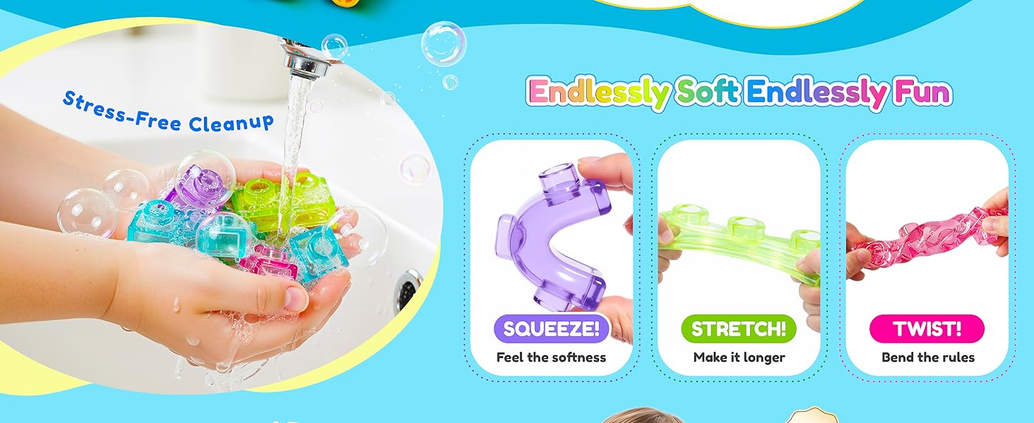 Soft Jelly Blocks, Squishy Multi-color Stacking Jelly Building Blocks Toy Set, Non-toxic Sensory Tactile Play Toy, Safe, Squishy, Squeezable & Stretchable Fun, Puzzle Blocks for Kids Early Learning, Preschool STEM Creative Construction, Age 2+