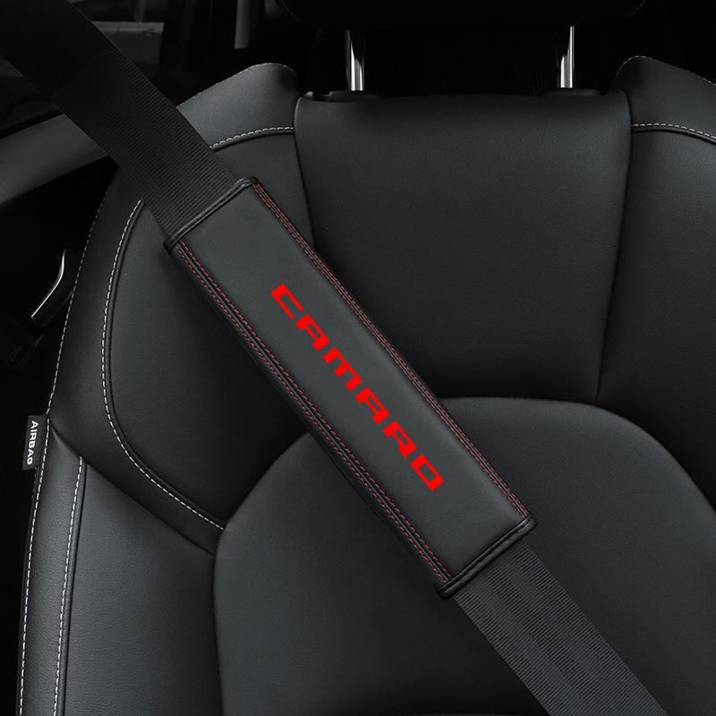 Car Seat Belt Shoulder Strap Cover Pad, PU Leather Car Seat Belt Shoulder Pad, Universal Car Interior Accessories for Chevrolet Camaro RS LT ZL1 Car Interior Decoration