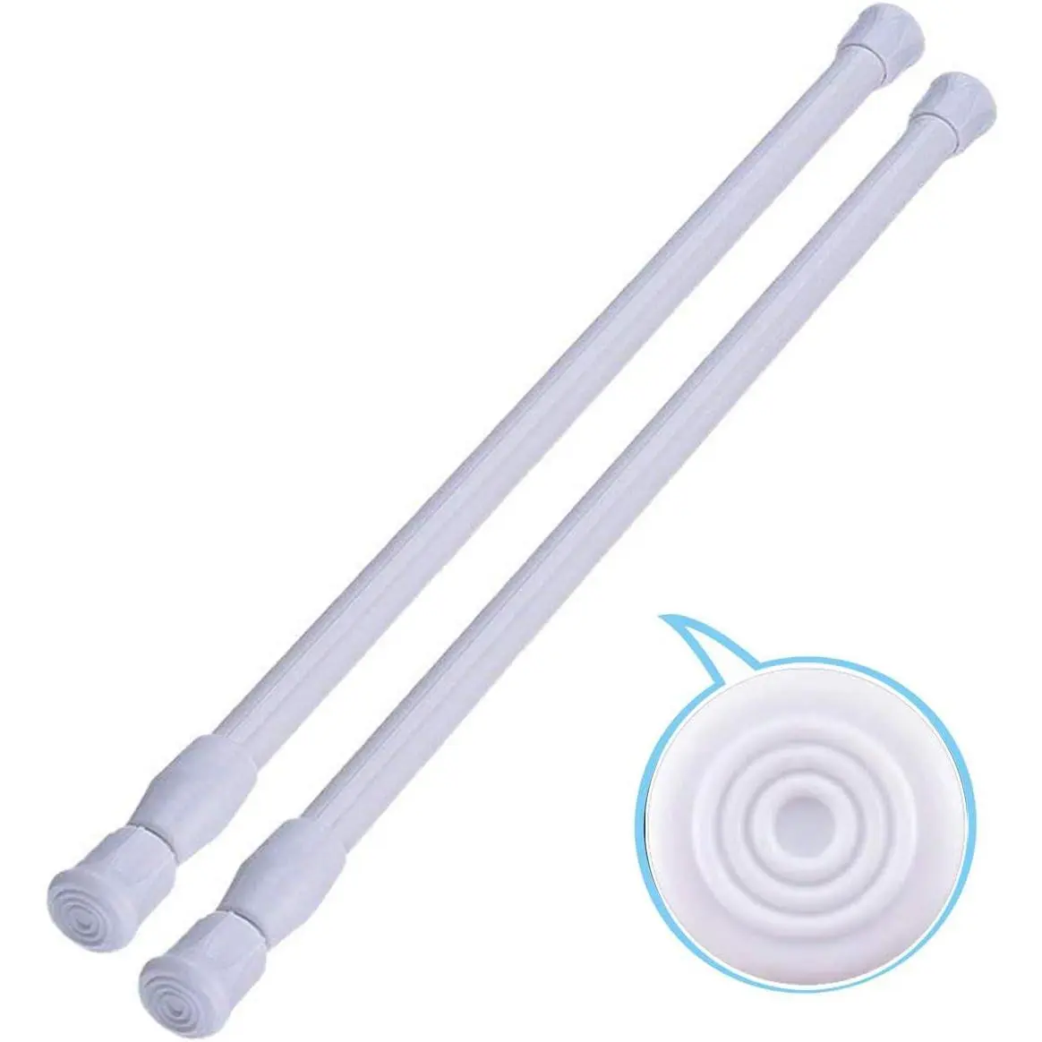 2 Pack Small Tension Rods 15.7 in to 28 Curtain Rods Window Rods in Extendable Width Spring Cupboard Bars for Kitchen Utensils, Closet, and Cabinet, Fit in The Spaces to Stay Up