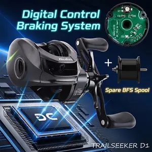 TRAILSEEKER D1 Ultralight 155g/5.47oz DC Baitcaster Digital Control Braking System BFS Baitcasting Reel 7.2:1 High Speed Ratio 8kg/17.6lb Max Drag 5+1BB Zero Backlash for Bass Trout Pike Crappie Finesse Fishing