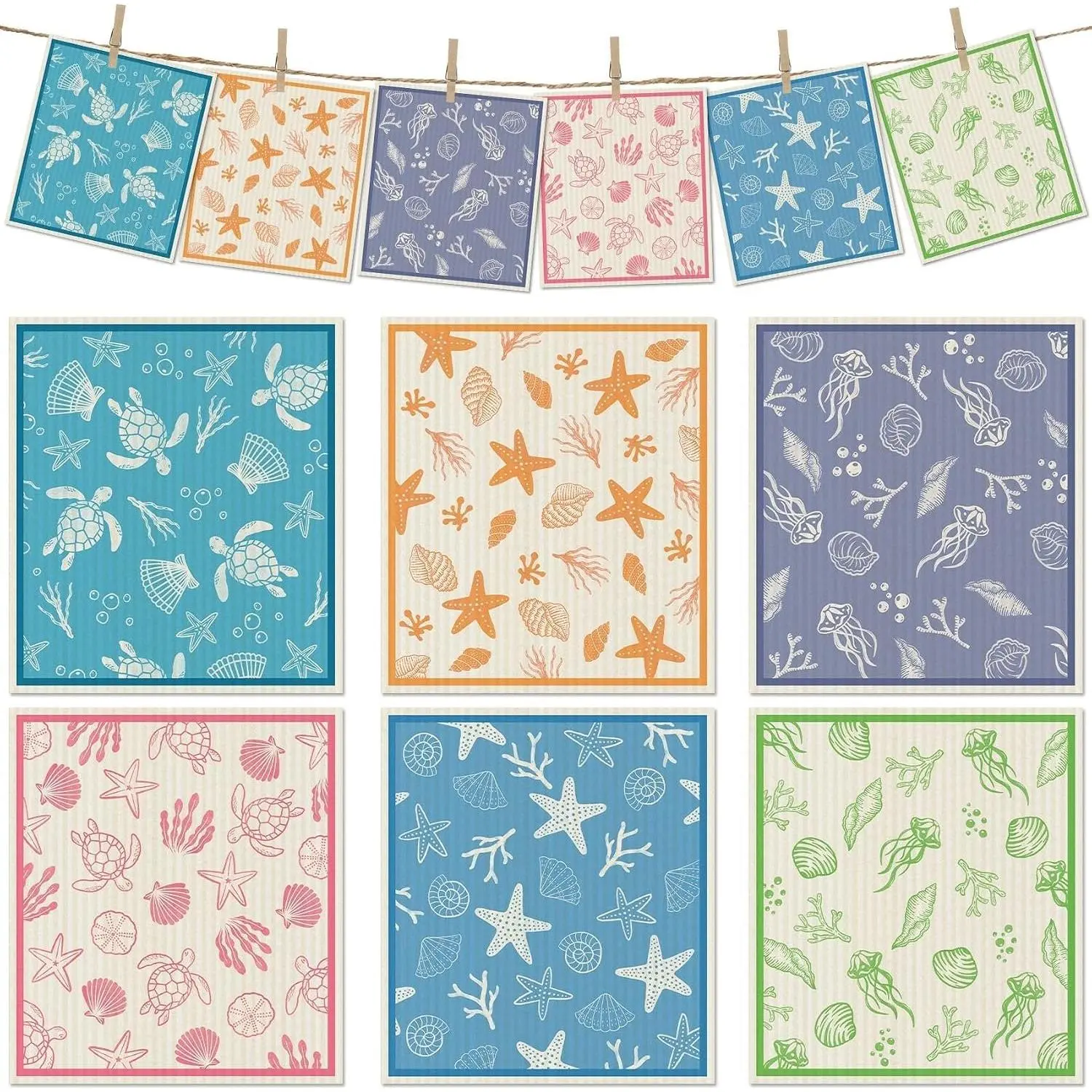 6 count Swedish Paper Cloths for Kitchen,  Paper Towels Washable | Highly Absorbent Kitchen Towels Quick Drying Swedish Sponge Cleaning Dish Cloths Dish Rags ( Series)