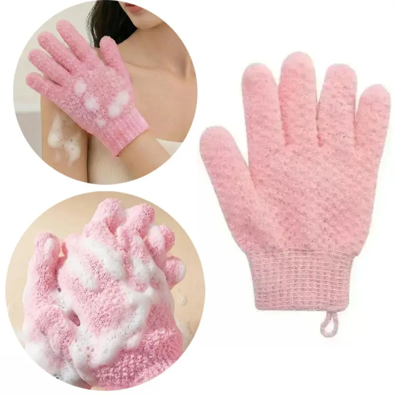 Five-Finger Bath Exfoliating Glove, Antibacterial Skin Care, Home Scrubbing Mitt, Gentle Exfoliant for Women, Back Body Wash Cloth