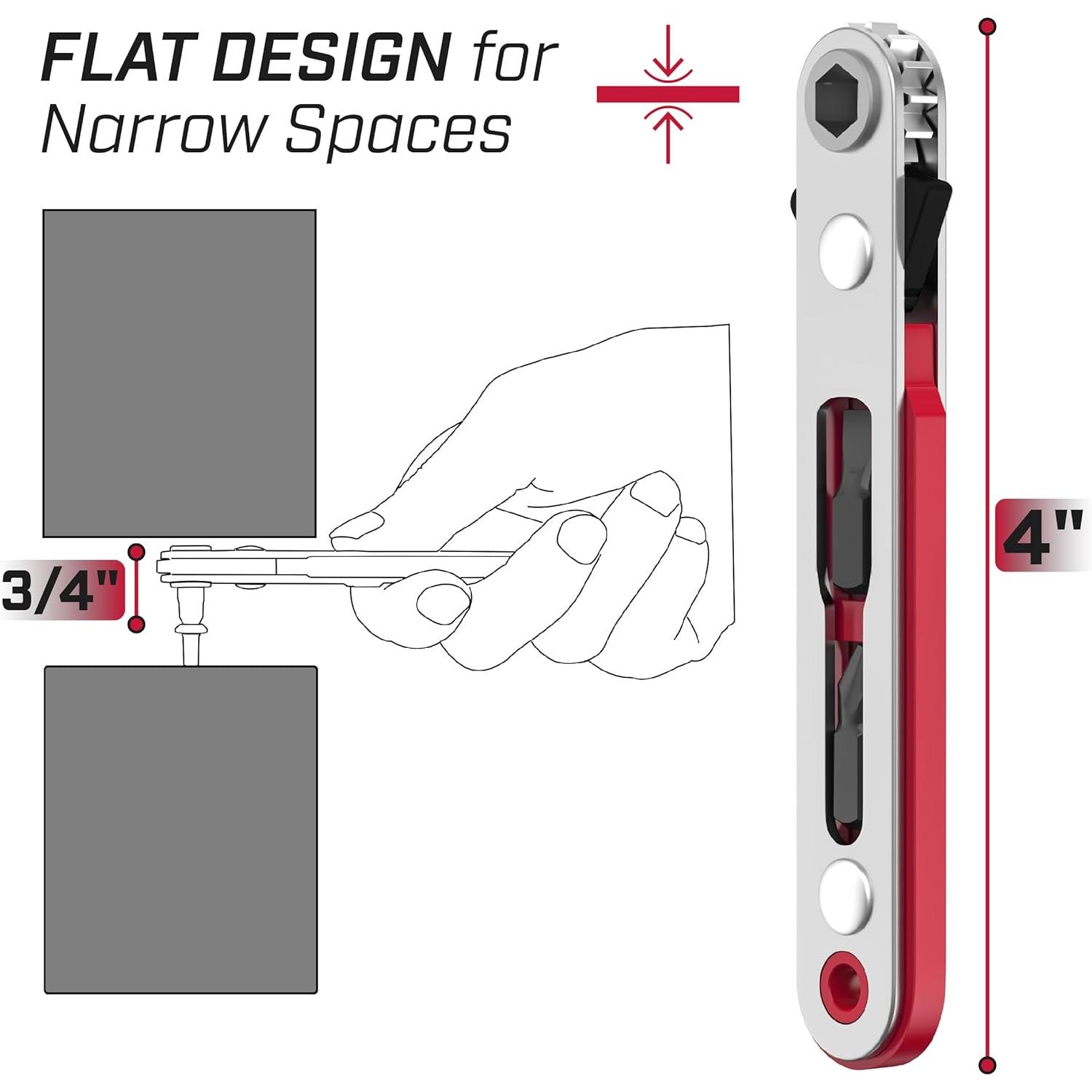 Mini Ratchet Wrench, 1/4"  90  , Low Profile Right Angle  for Tight Spaces