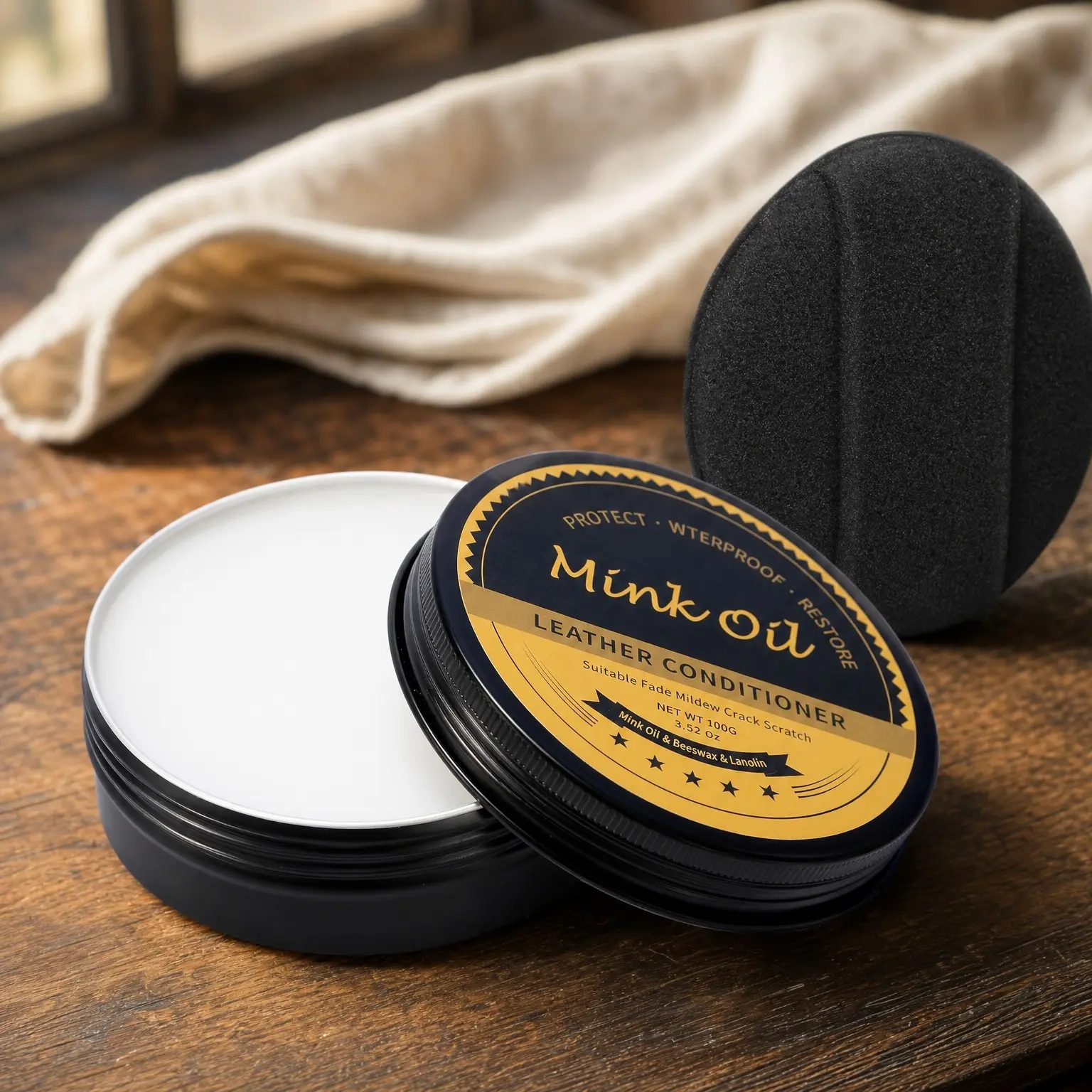 Mink Oil Leather Care Kit – All-Natural Waterproof Conditioner & Cleaner to Soften and Restore Cowboy Boots, Work Boots, and Leather ShoesGift