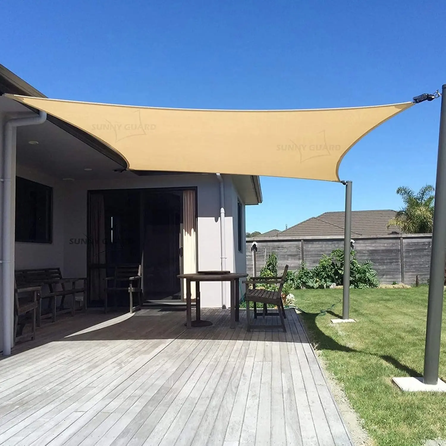 Waterproof All Weather Shade Sail Canopy, Outdoor Patio Sunshade, Heavy Duty 420D Polyester Oxford Fabric with UPF50+ UV Block, Wind Rain & Fade Resistant Outdoor Shelter with Reinforced D-Rings for Patio, Backyard, Balcony Cover