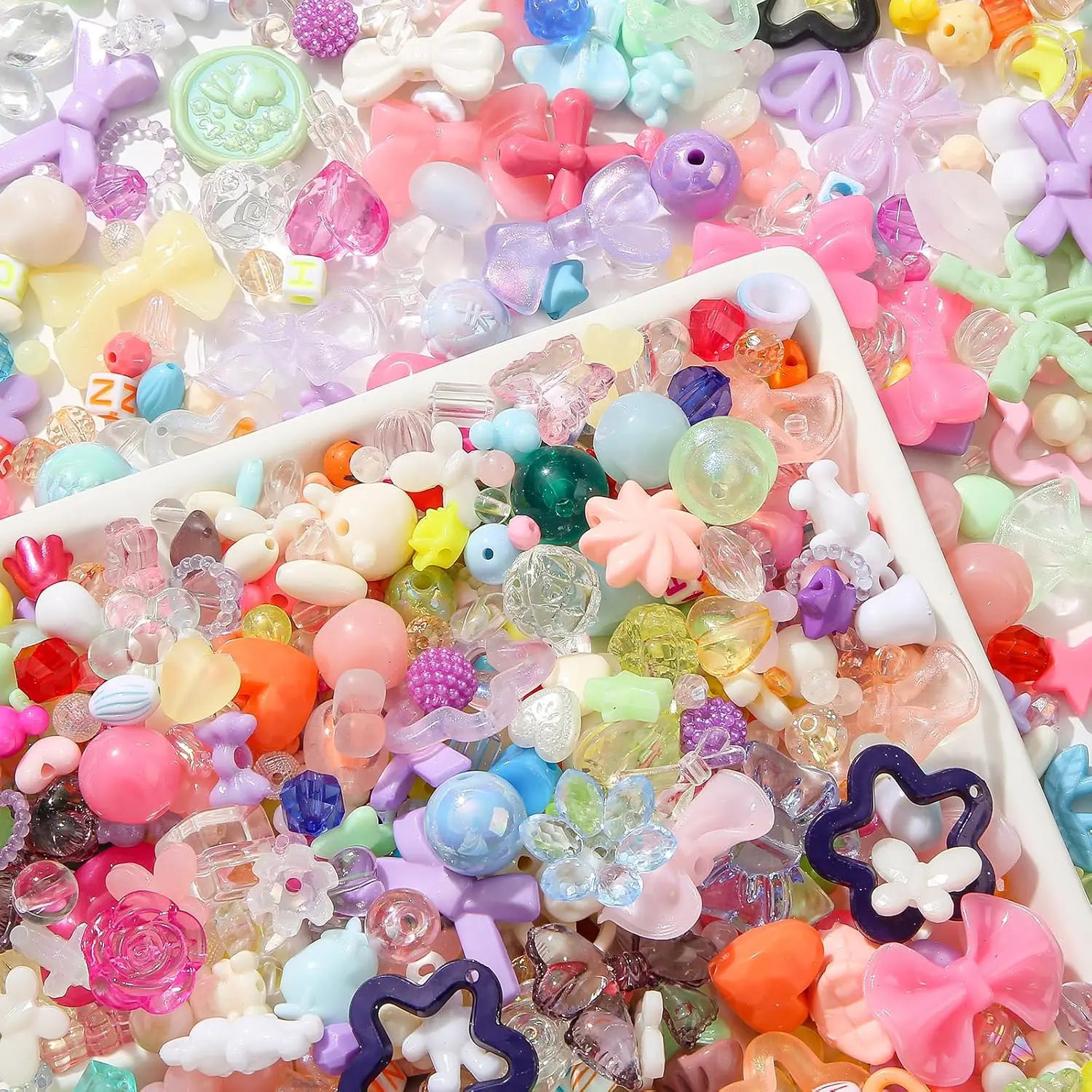 500g   Beads Flower  Butterfly Candy  Kawaii Beads for  Bracelets  Making DIY Plastic Crafts (Mix)