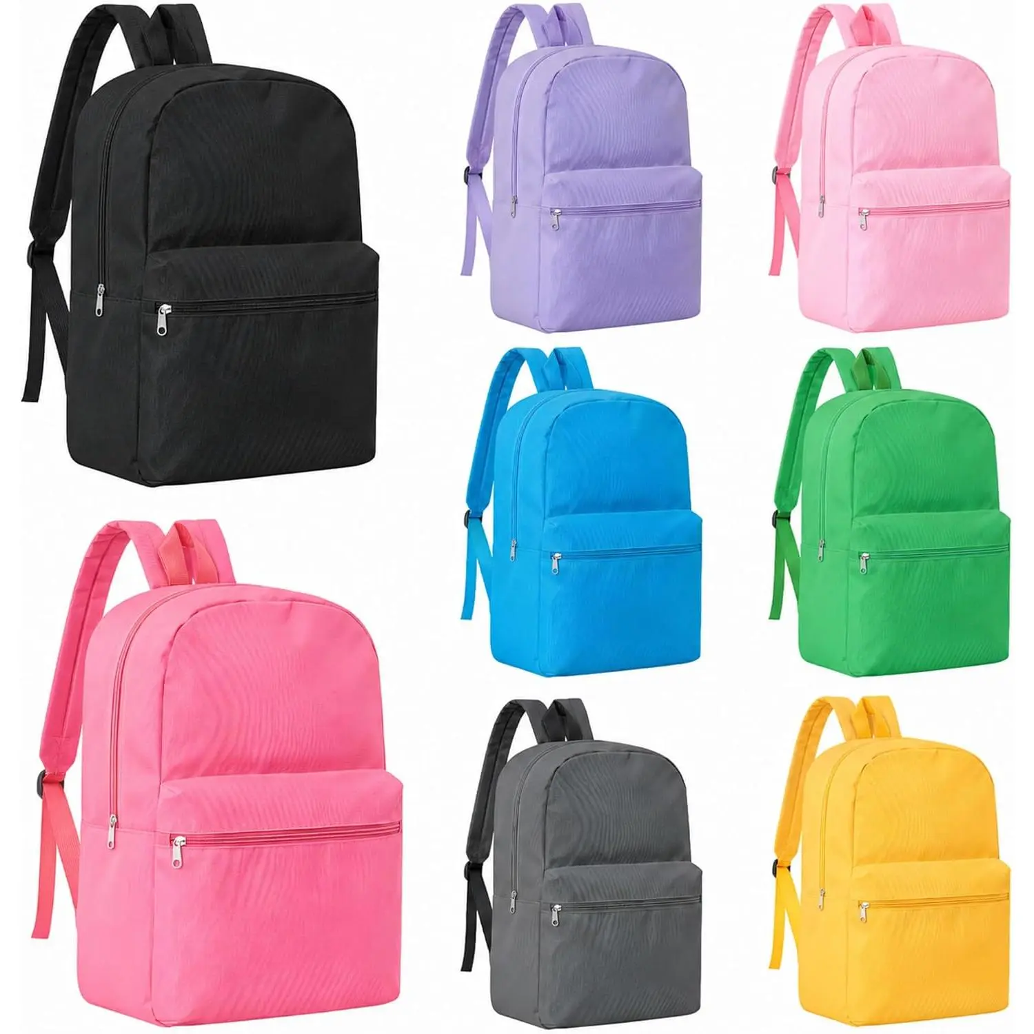 8-Pack 17in Synthetic Backpacks with Book Storage, Bulk Pastel Color School Supplies for Elementary-Middle School Students, Donation Bookbags