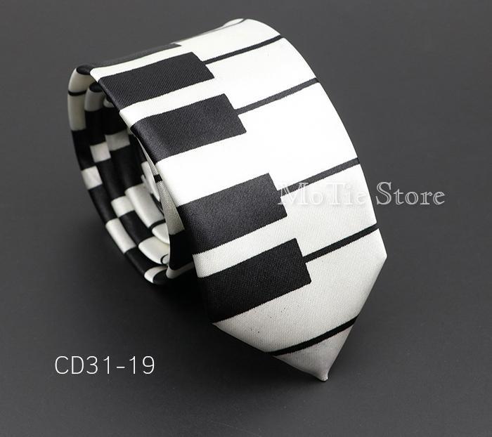 Classic Musical Notes Printed Tie Silky Narrow Neckties Slim Smooth Piano Guitar Necktie Simple Elegant Trendy Unisex Ties Gift
