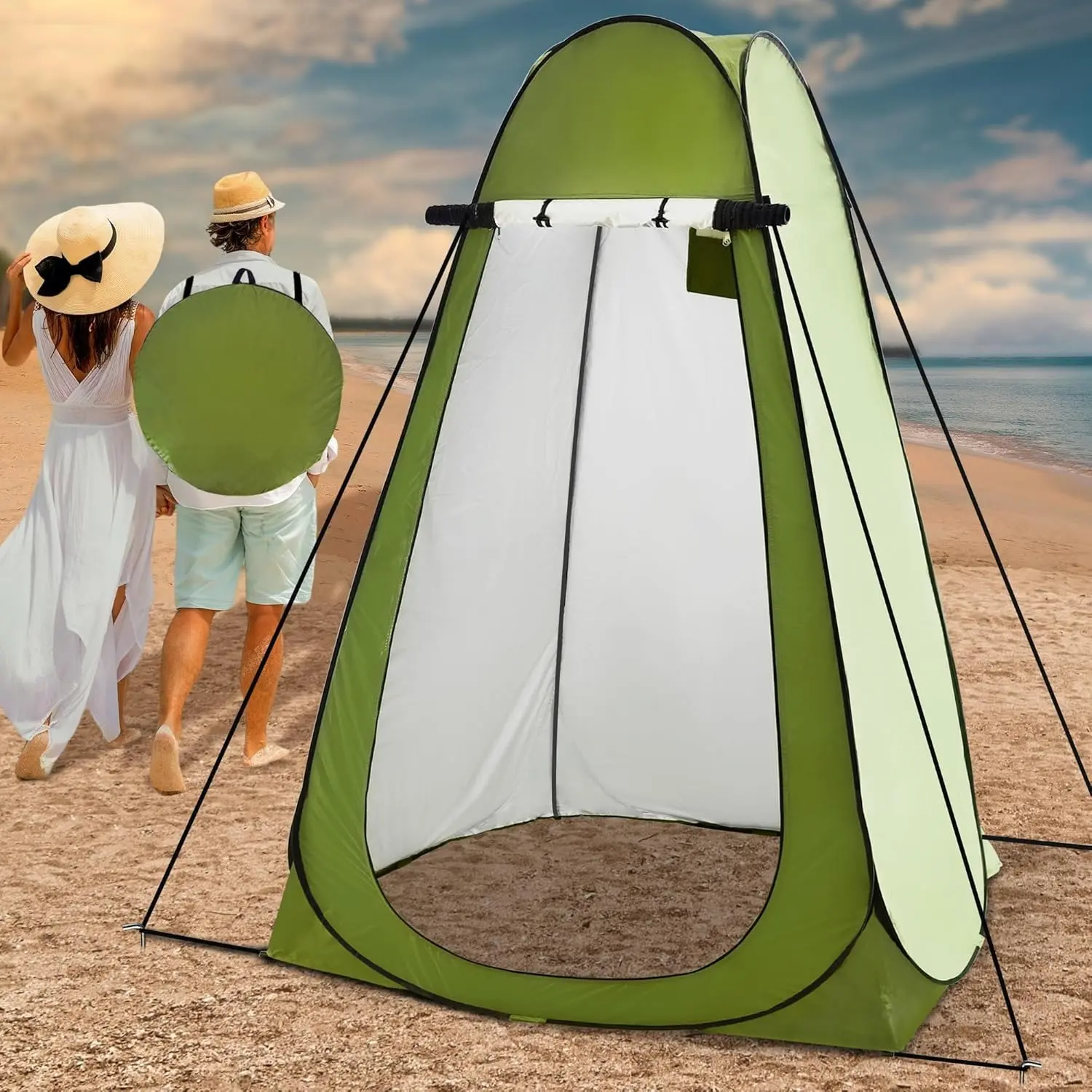 Portable Pop Up Privacy Shower Tent Waterproof Sun Shelter for Camping Beach Hiking Outdoor Activities with Carry Bag