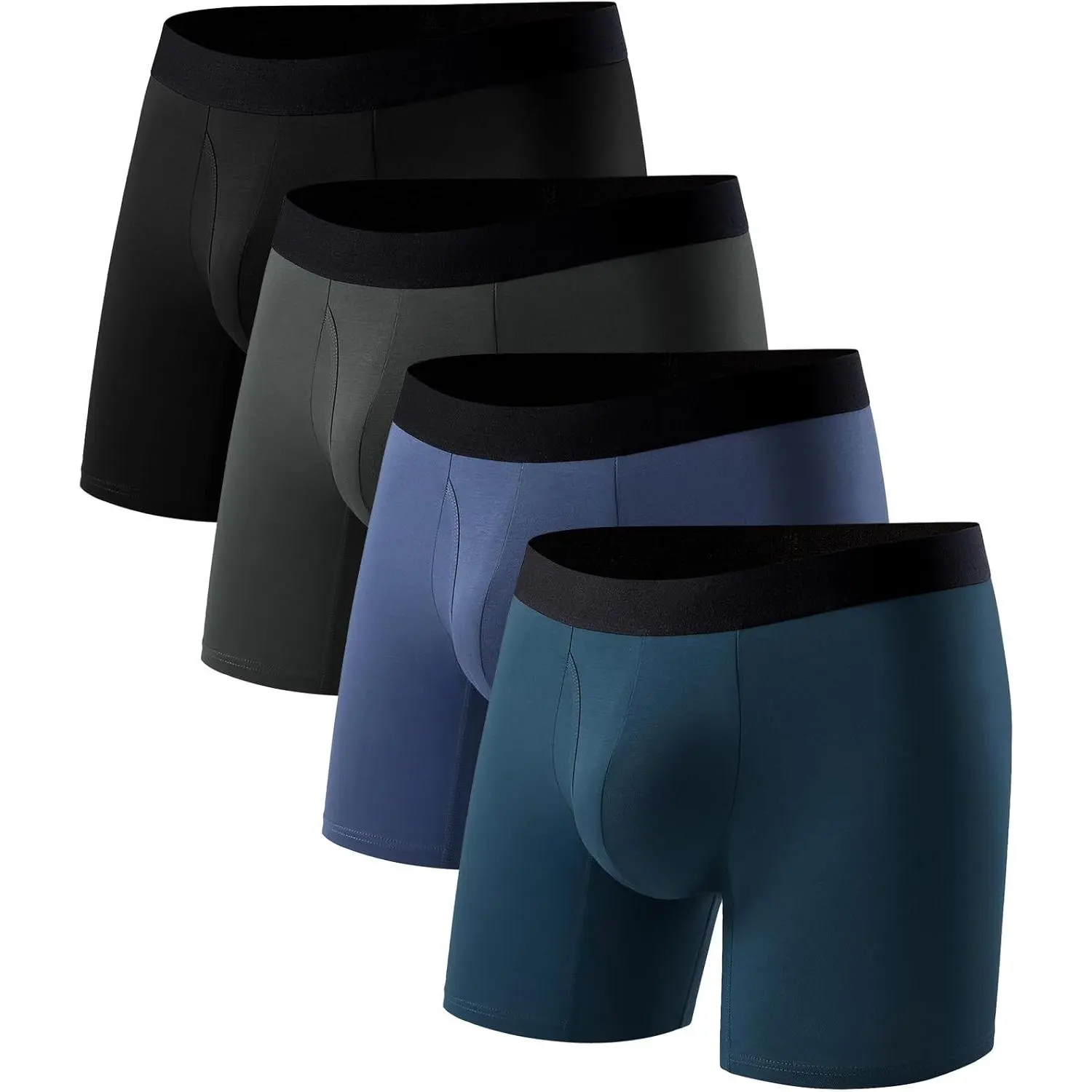 Men's Boxer Briefs — Soft and Breathable Cotton Underwear Moisture-Wicking Comfort Underpants 4-Pack