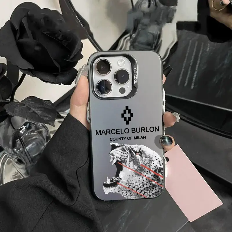 Fashion M-Marcelo Burlons Phone Case Color electrosilvering For iphone 17 16 11 14 15 12 Pro 11 Plus 13 Pro MAX Samsung Galaxy S25 S24 S23 A56 A55 A54 Drop case