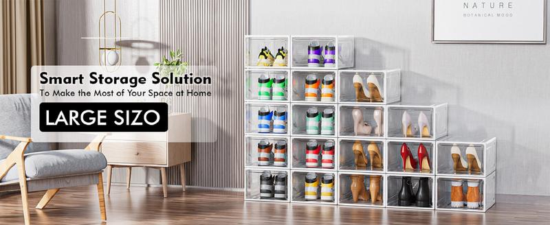 7CODE Thicken & Sturdy Thicken Shoe Organizer Stackable,Shoe Containers For Sport Sneaker Display,Upgraded Sturdy Shoe Storage Box,Plastic Shoe Box,White…