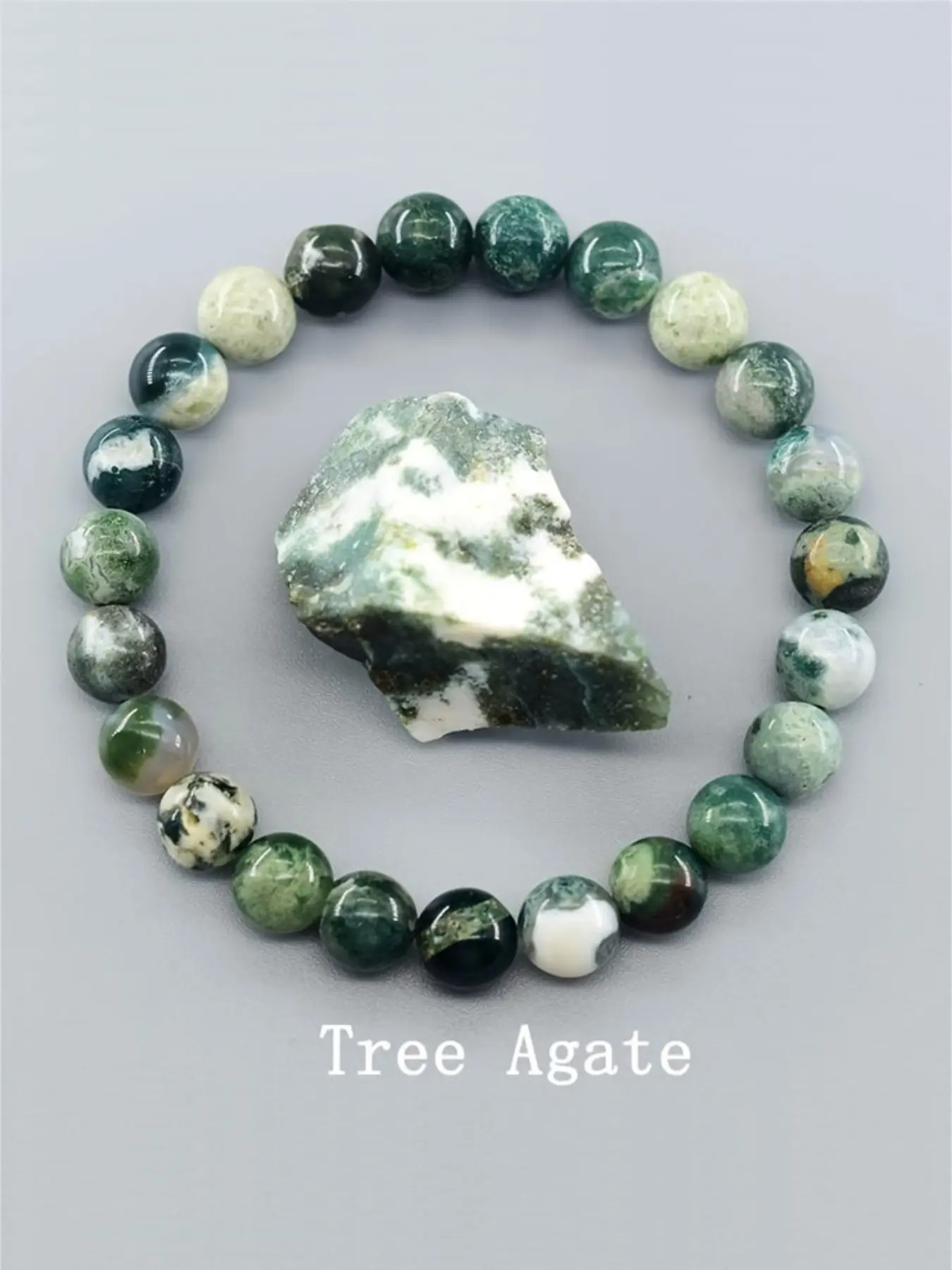 8mm Natural Tree Pattern Agate Beaded Bracelet, Unisex Lapis Lazuli Moss Agate Jewelry, Authentic Stone Accessories for Men and Women