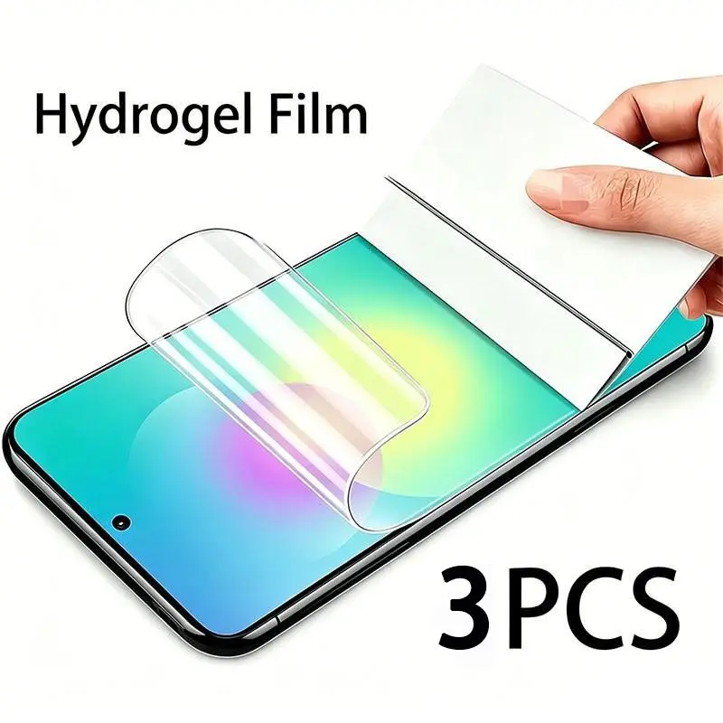 3 PCS Hydrogel Film Screen Protector Suitable For Samsung Galaxy A27 A57 A37 A17 A07 A56 A36 A26 A16etc. Soft Screen Protection, Fingerprint Recognition Compatible, Anti-scratch, Anti-fingerprint, Full Coverage, Protective Smartphone Cellphone