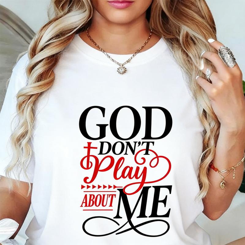 Noozio 100% Cotton God Dont Play About Me Inspirational Faith T-Shirt Christ Christian Tops Whimsical Playful Design for Men Women Youth plus  size  top