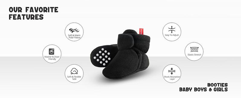 Baby Fleece Booties Newborn Unisex Booties Non-Slip Newborn Infant First Walkers Warm Shoes House Slippers for Baby Boys & Baby Girls Toddlers